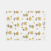 Modernes gelbes Blumenmuster aus dem Mittelalter Fleecedecke (Vorderseite (Horizontal))