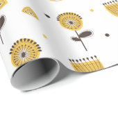 Modernes gelbes Blumenmuster aus dem Mittelalter Geschenkpapier (Rolleneckpunkt)