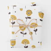 Modernes gelbes Blumenmuster aus dem Mittelalter Geschenkpapier Set (Beispiel)