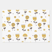 Modernes gelbes Blumenmuster aus dem Mittelalter Geschenkpapier Set (Vorderseite)