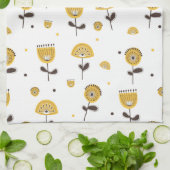 Modernes gelbes Blumenmuster aus dem Mittelalter Geschirrtuch (Gefaltet)