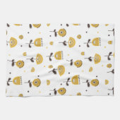 Modernes gelbes Blumenmuster aus dem Mittelalter Geschirrtuch (Horizontal)