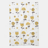 Modernes gelbes Blumenmuster aus dem Mittelalter Geschirrtuch (Vertikal)