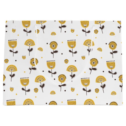 Modernes gelbes Blumenmuster aus dem Mittelalter Große Geschenktüte (Vorderseite)