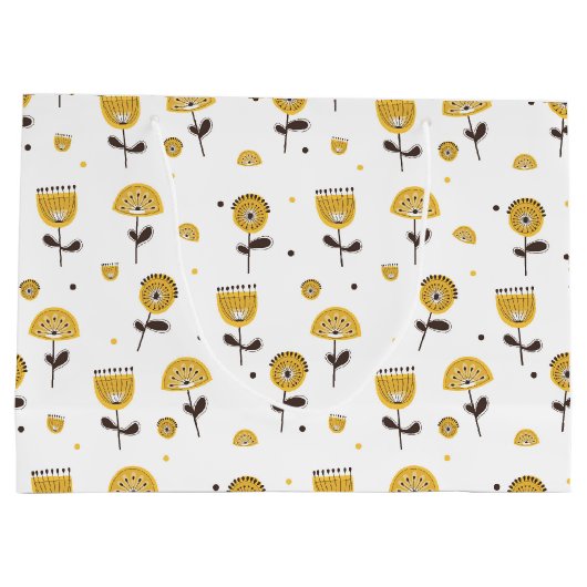 Modernes gelbes Blumenmuster aus dem Mittelalter Große Geschenktüte (Rückseite)