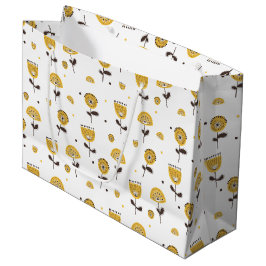 Modernes gelbes Blumenmuster aus dem Mittelalter Große Geschenktüte