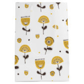 Modernes gelbes Blumenmuster aus dem Mittelalter Mittlere Geschenktüte (Rückseite)