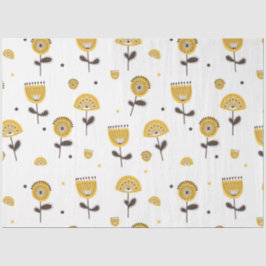 Modernes gelbes Blumenmuster aus dem Mittelalter Seidenpapier