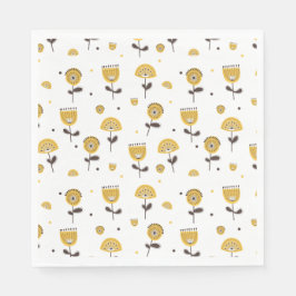 Modernes gelbes Blumenmuster aus dem Mittelalter Serviette