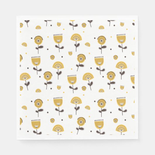 Modernes gelbes Blumenmuster aus dem Mittelalter Serviette (Vorderseite)