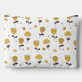 Modernes gelbes Blumenmuster aus dem Mittelalter Zubehörtasche