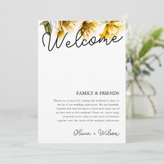 Modernes Gelbes Blumenzelt Programm (Stehend Vorderseite)