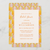 Modernes gelbes geometrisches Brautparty des Mitte Einladung (Vorne/Hinten)