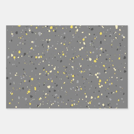 Modernes Gelbes Grau Terrazzo Muster Geschenkpapier Set (Vorderseite 3)