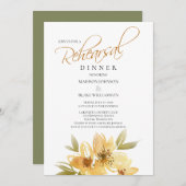 Modernes, gelbes Hochzeitsessen in der Probe Einladung (Vorne/Hinten)