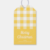 Modernes Gelbes Kariertes Muster frohe Weihnachten Geschenkanhänger (Vorderseite)