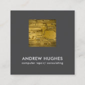 Modernes, gelbes Leiterplattenberater Quadratische Visitenkarte (Vorderseite)