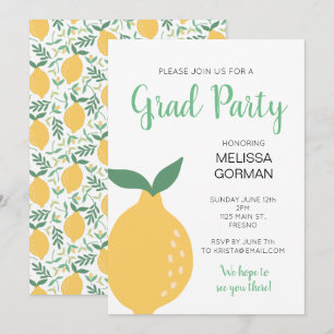 Modernes Gelbes Lemon Grad Party Einladung