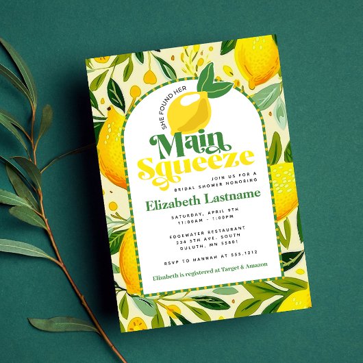 Modernes Gelbes Lemon Main Squeeze Brautparty Einladung