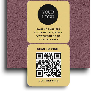 Modernes gelbes Logo und QR-Code Quadratische Visitenkarte
