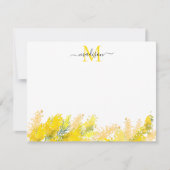 Modernes Gelbes Mimosa Aquarellfarben Monogramm Mitteilungskarte (Vorderseite)