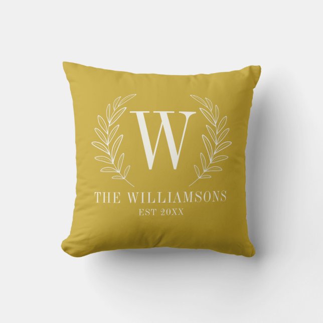 Modernes Gelbes Monogramm Name Throw Kissen (Vorderseite)