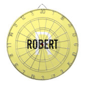 Modernes gelbes Monogramm-Namenskarton Dartscheibe (vorne)