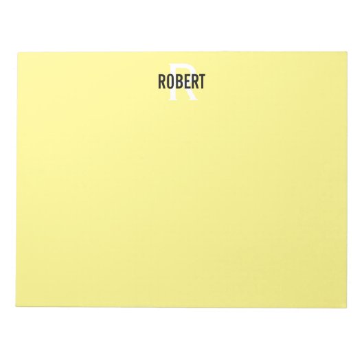 Modernes gelbes Monogramm-Notizblock Notizblock (Vorderseite)