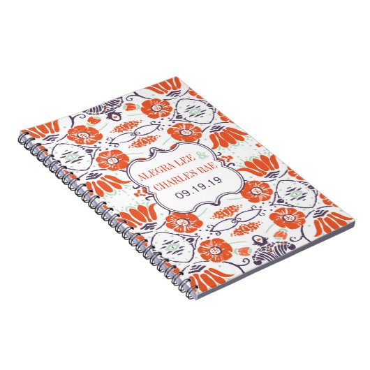 Modernes Gelbes Orange Aqua Mint Gästebuch Notizblock (Rechte Seite)