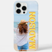 Modernes Gelbes Orangenmonogramm Name-Foto Case-Mate iPhone Hülle (Rückseite)