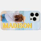 Modernes Gelbes Orangenmonogramm Name-Foto Case-Mate iPhone Hülle (Rückseite (Horizontal))