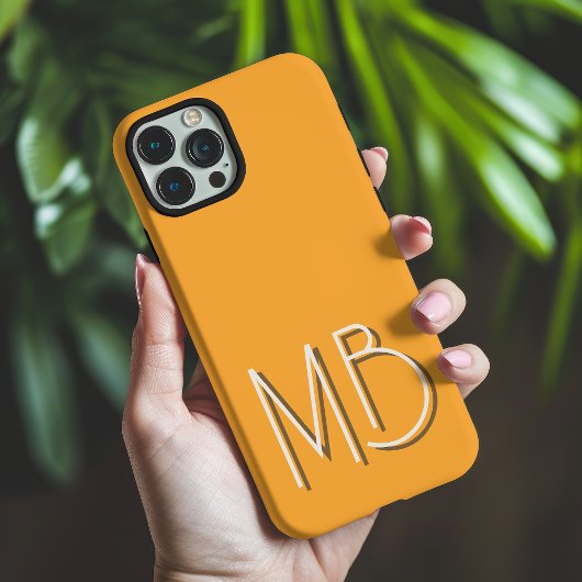 Modernes Gelbes Orangenmonogramm, zeitgemäß Case-Mate iPhone Hülle