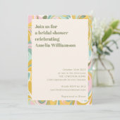 Modernes Gelbes Pastel Abstraktes Brautparty Swirn Einladung (Stehend Vorderseite)