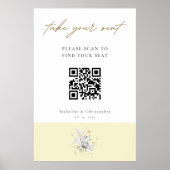 Modernes gelbes QR-Code für Hochzeiten Poster (Vorne)