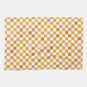 Modernes Gelbes Schachbrettmuster Geschirrtuch (Horizontal)
