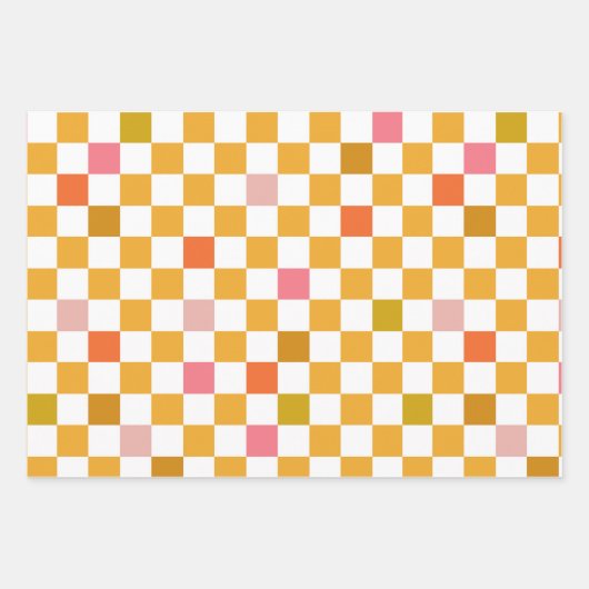 Modernes Gelbes Scheckpapier Geschenkpapier Set (Vorderseite)