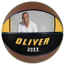 Modernes Gelbes Schwarzes Individuelle Name Text F Basketball