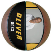 Modernes Gelbes Schwarzes Individuelle Name Text F Basketball (Vertikal)