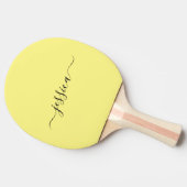 Modernes gelbes Skriptname Tischtennispaddel Tischtennis Schläger (Seitenansicht)