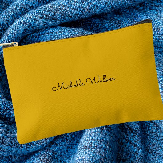 Modernes Gelbes Trendy Elegantes Schwarzes Monogra Zubehörtasche