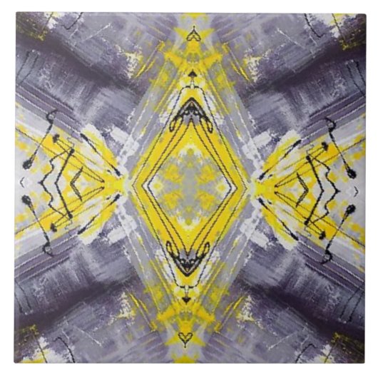 Modernes, gelbes, trendy Muster Fliese (Vorderseite)