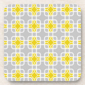 Modernes gelbes u. graues geometrisches Muster Getränkeuntersetzer (Vorderseite)