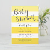 Modernes Gelbes und Grau Striped Einladung (Stehend Vorderseite)