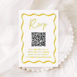 Modernes Gelbes Wavy Frame QR Code Hochzeitsszenar Begleitkarte