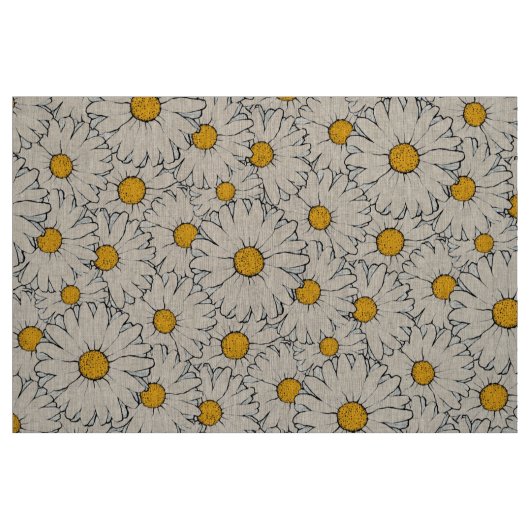 Modernes gelbes weißes Daisy-Muster Stoff (Fat Quarter (45,7 x 55,9 cm))