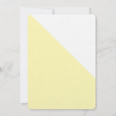 Modernes, gelbes weißes Goldtaufbaby Einladung (Rückseite)