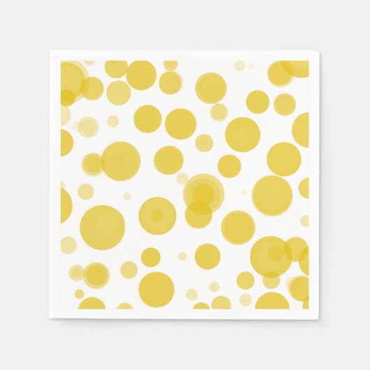 Modernes Gelbes Weißes Polka Dot Bubbles Party Serviette (Vorderseite)