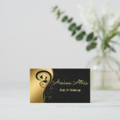 Modernes Gelbgold Abstraktes Haar und Mokeup Visitenkarte (Stehend Vorderseite)