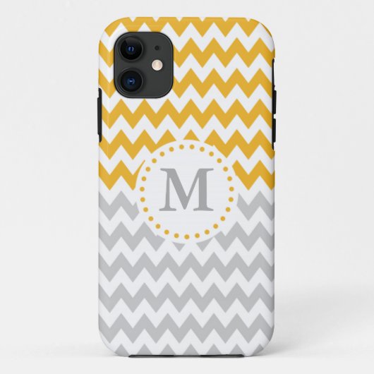 Modernes Gelbgrau Mit Monogramm Zickzack Case-Mate iPhone Hülle (Rückseite)