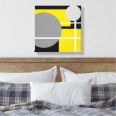 Modernes Gelbgrau Schwarz-weiß Leinwanddruck (Insitu (Schlafzimmer))